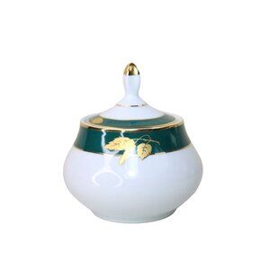 Thun Carlsbad Sugar Bowl Green Gold Czech Vintage Porcelain 91723